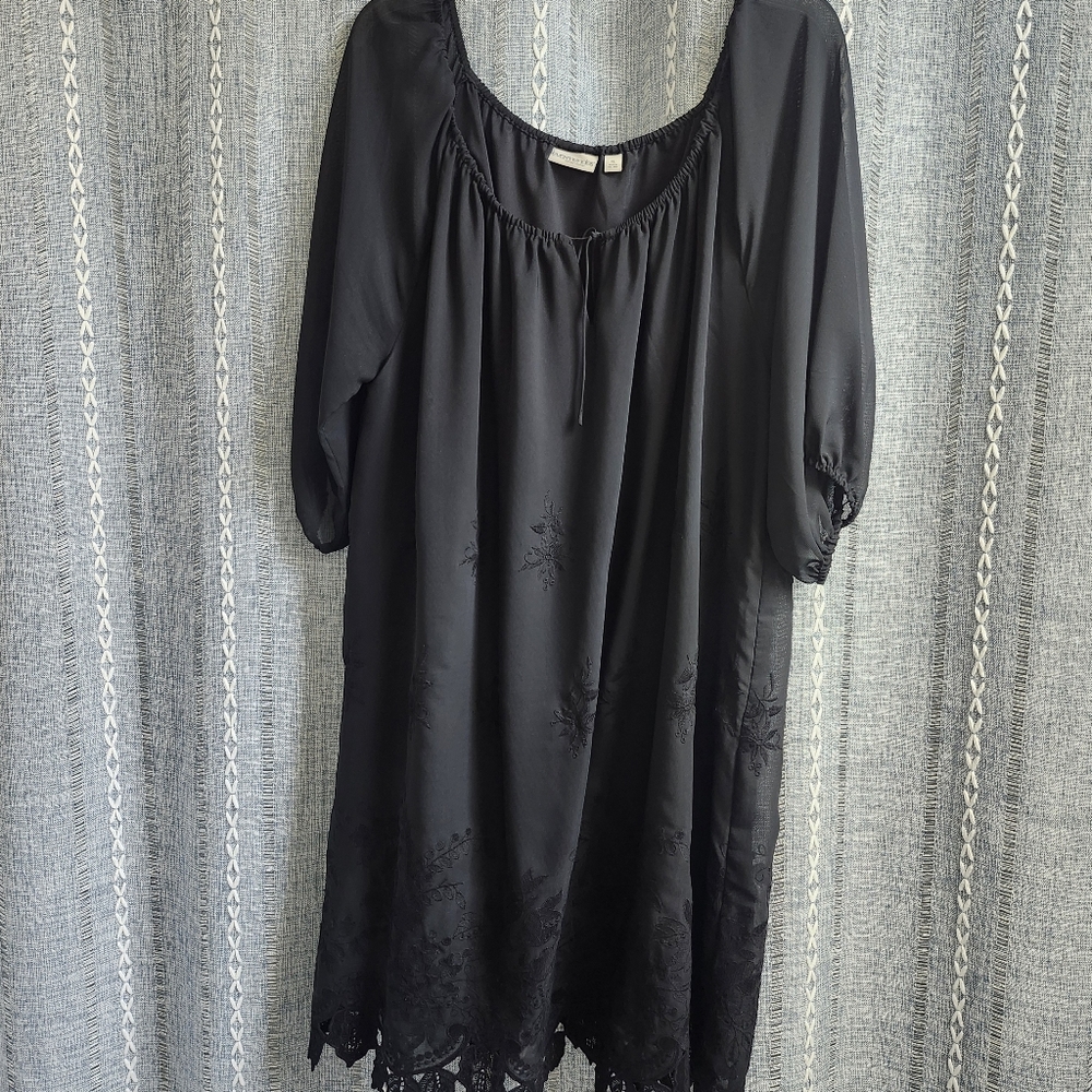 Eva-Mendes Black Sheer Sleeve Dress